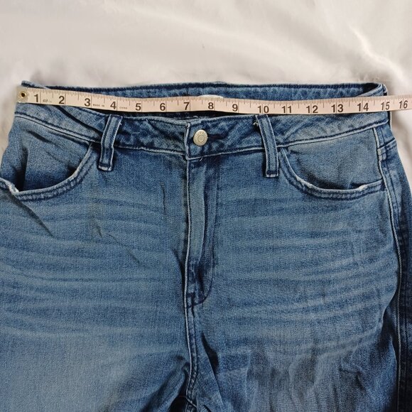 Old Navy Jeans Highrise Wide Leg Ankle Length Medium Wash Raw Hem Size 10T - Picture 9 of 11